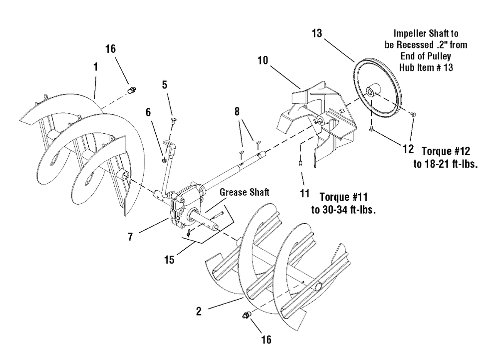 Auger Drive Group - 32" Diagram and Parts List for 1695450-LP1695450-1332PE 2008 Briggs and Stratton Snow Blower